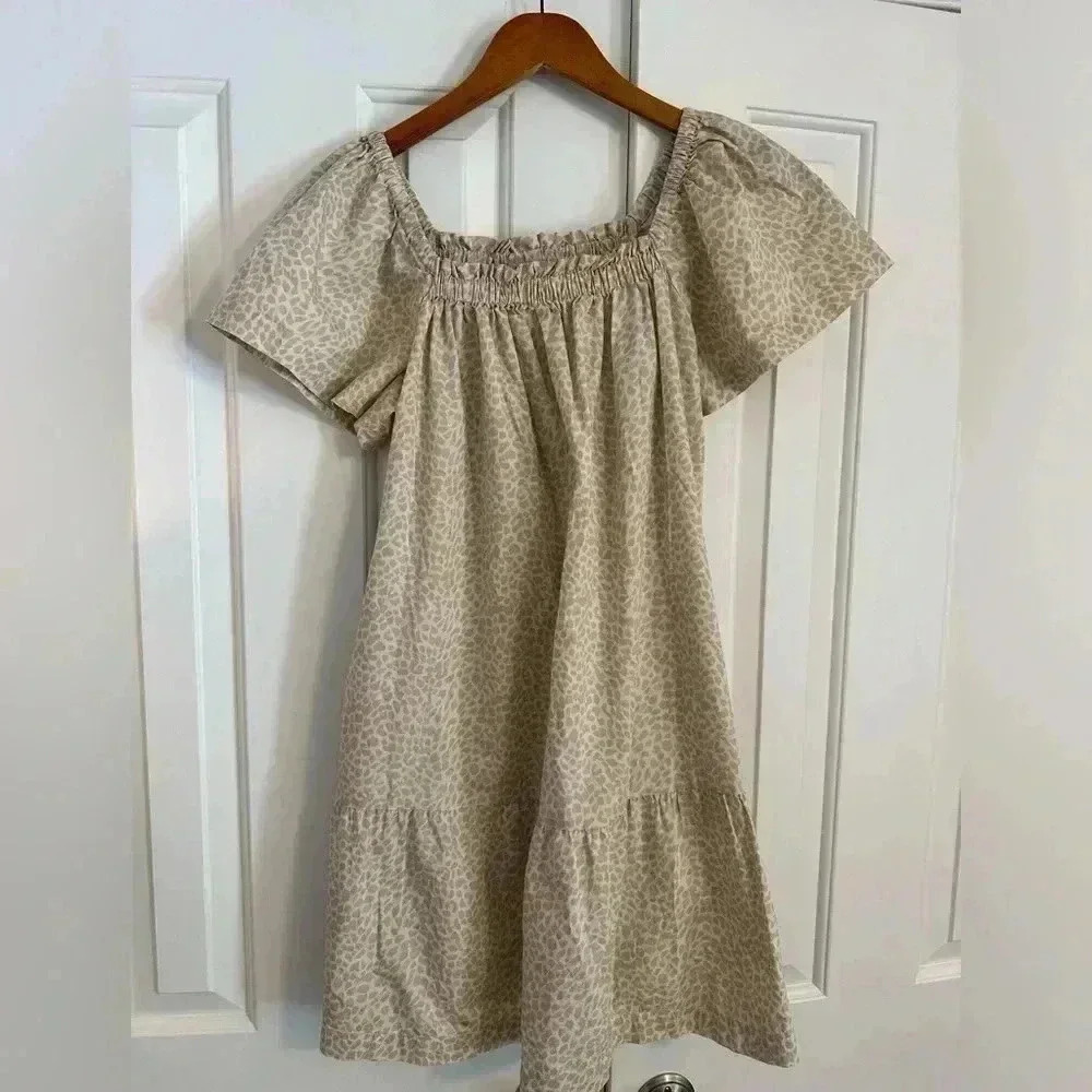 Gap Flutter Sleeve Mini Dress Leopard Print size XS
